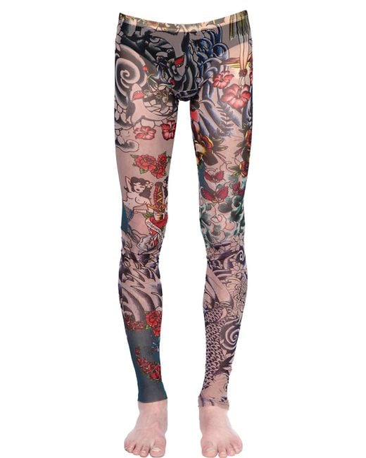 DSquared² Tattoo Printed Sheer Tulle Leggings for Men | Lyst