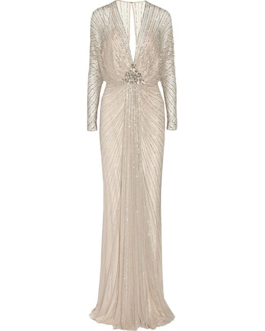 Jenny Packham Beaded Tulle Gown in Metallic | Lyst