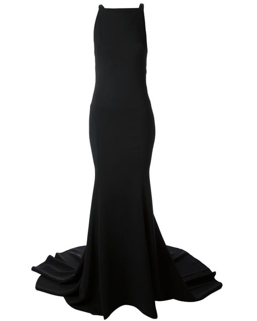 Roberto Cavalli Black Snake Silk-Blend Gown 