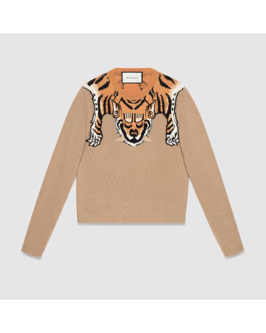 Gucci Multicolor Wool Sweater With Tiger for men