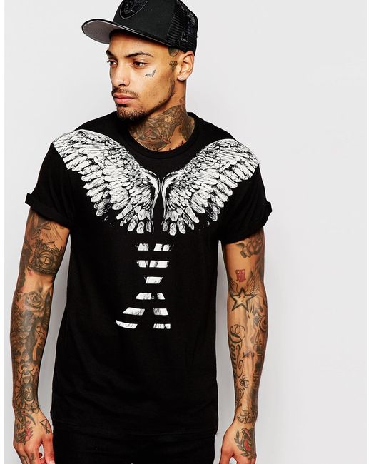 ELEVEN PARIS Black X Les Twins T-shirt With Wings Print for men