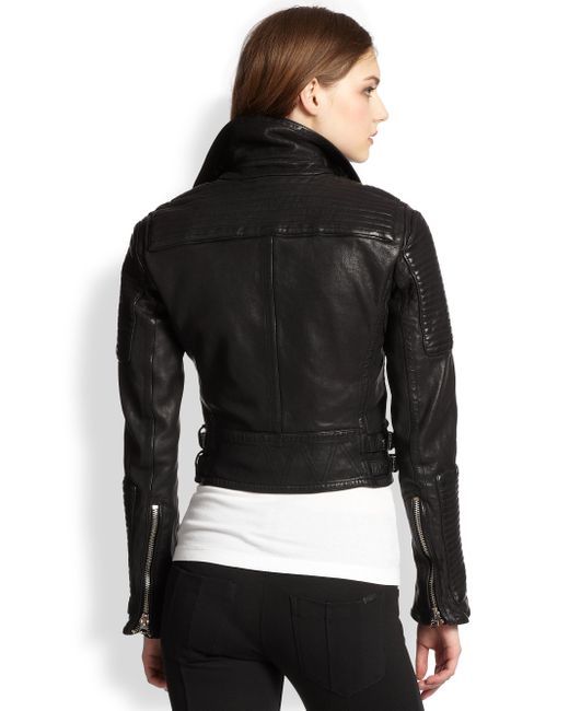 Burberry Brit Loseley Cropped Leather Jacket in Black | Lyst