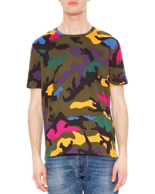 Valentino Camo-print Crewneck T-shirt in Multicolor for ...
