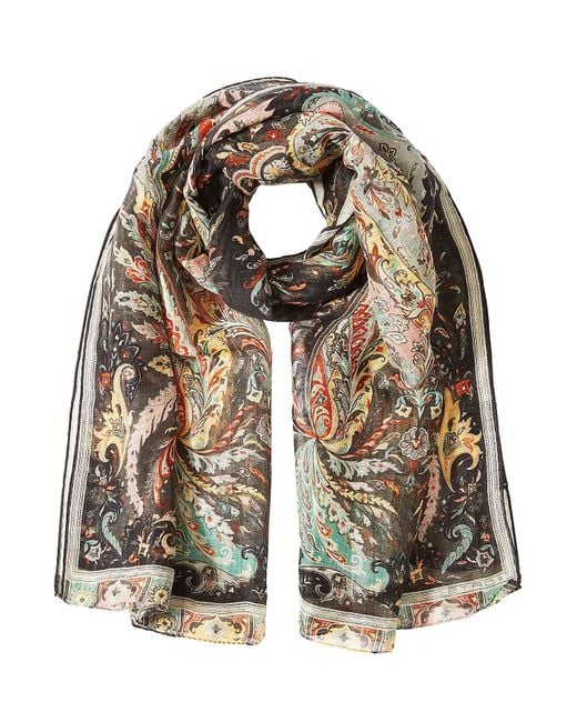 paisley hair silk Multicolor  silk Linen Etro Scarf in  Multicolor Paisley Print Lyst
