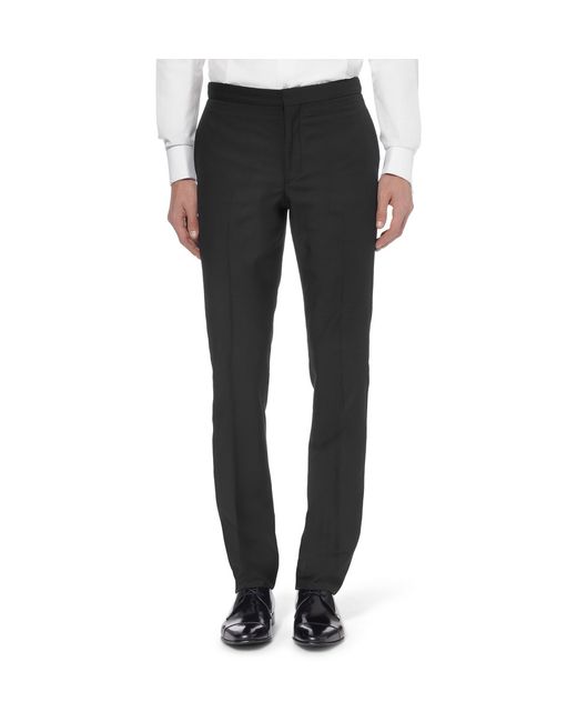 Hackett Black Slim-Fit Wool And Mohair-Blend Tuxedo Trousers for men