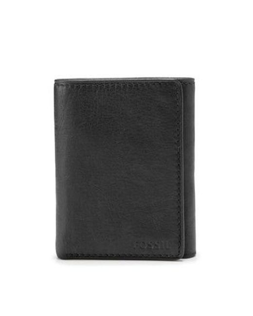 Fossil Black Ingram Leather Trifold With Id Window Wallet for men