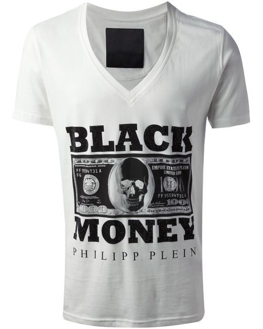 Philipp Plein White Black Money T-shirt for men