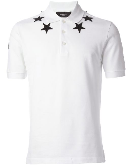 Givenchy White Star Embroidered Polo Shirt for men