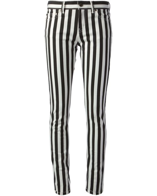 Saint Laurent Striped Trousers in Black | Lyst