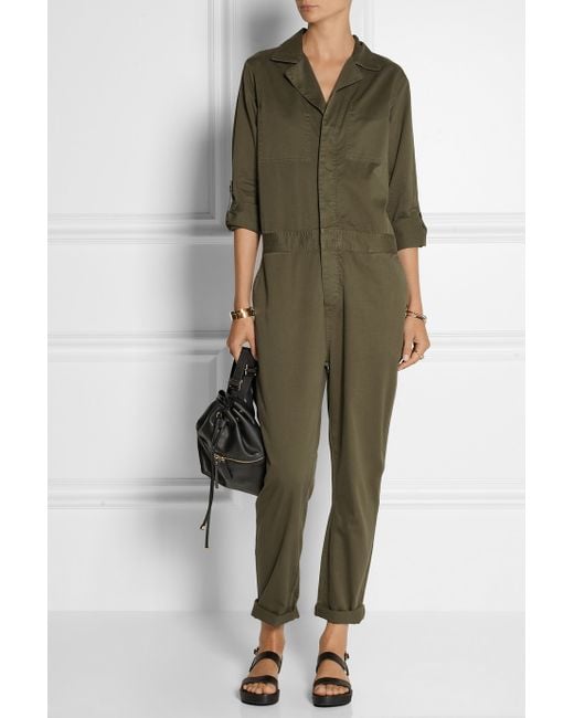 Current Elliott The Mechanic Cotton Twill Jumpsuit in Green Lyst
