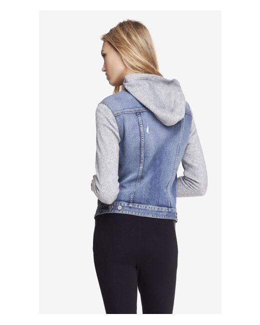 Sweatshirt Sleeve Hooded Denim Jacket 