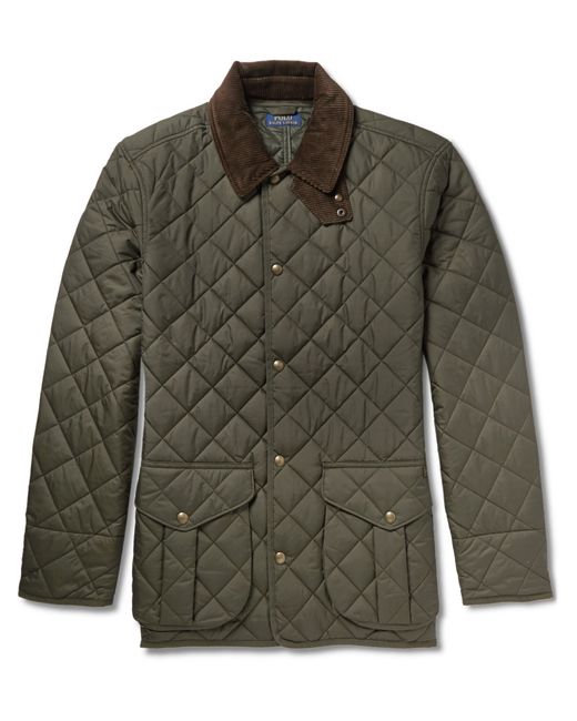 Polo Ralph Lauren Green Danbury Corduroy-Collar Quilted Jacket for men