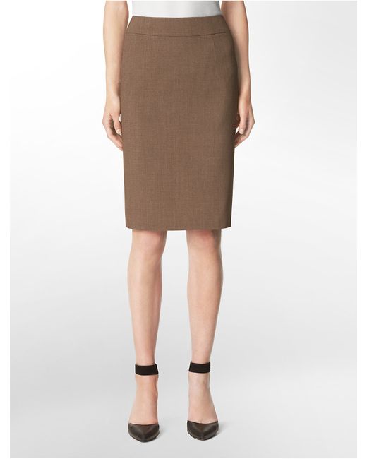 Calvin Klein Brown Heather Taupe Pencil Suit Skirt