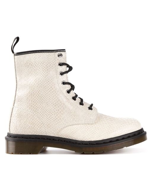 Dr. Martens '1460' Snakeskin Effect Boots in White | Lyst