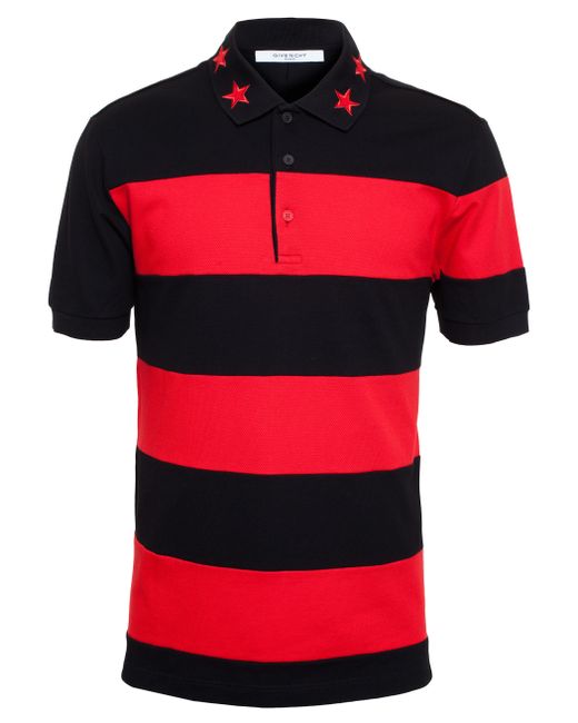Givenchy Red Striped Polo Shirt With Star Collar for men