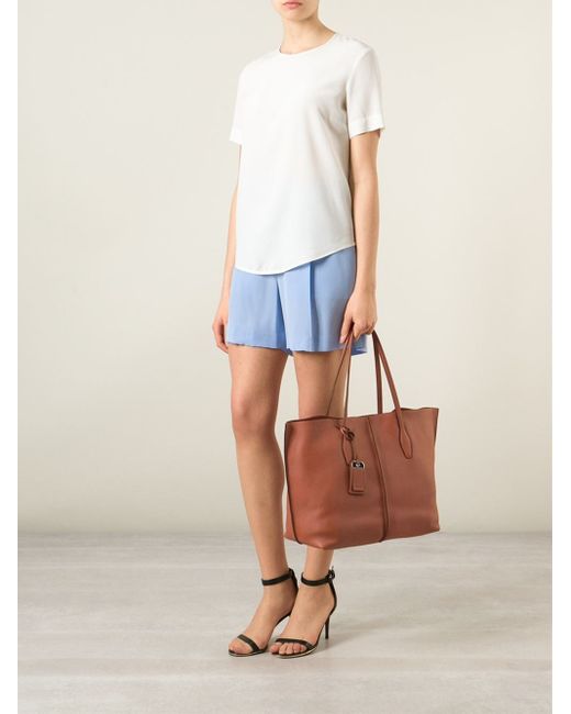 Tod s Joy Large Leather Tote in Brown Lyst