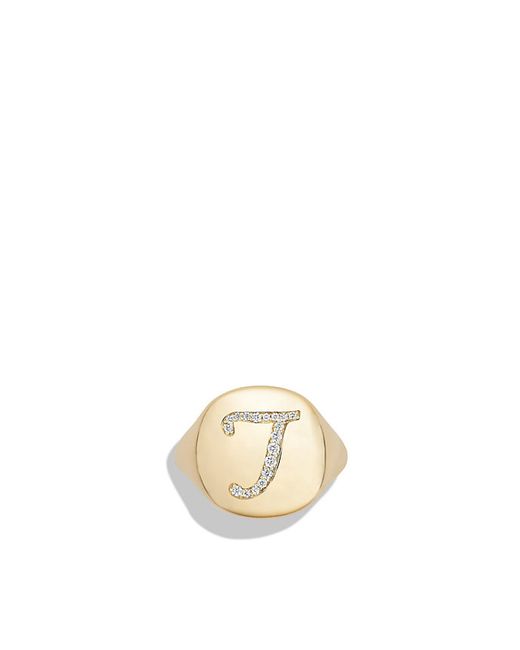 David yurman Dy Initial Pinky Ring With Diamonds In 18k Gold in Gold (J