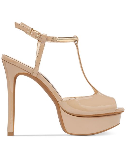 Jessica Simpson Carah T Strap Platform Pumps in Natural Lyst