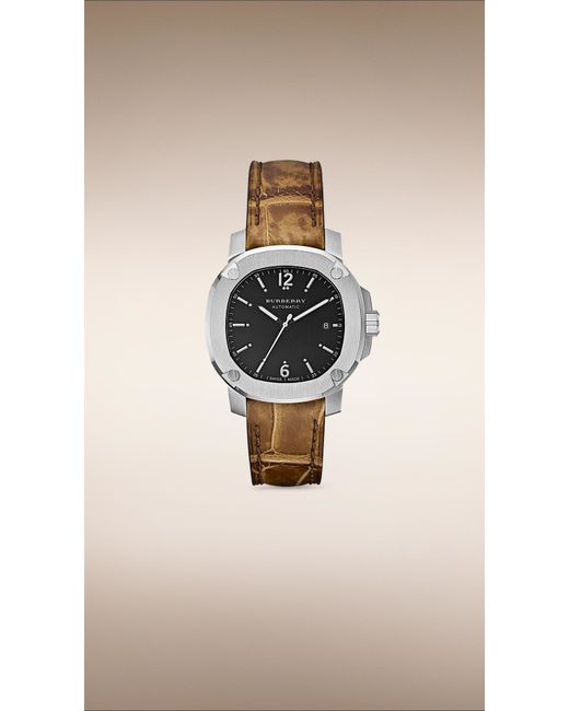 Burberry The Britain Bby1202 43mm Automatic in Brown for Men | Lyst