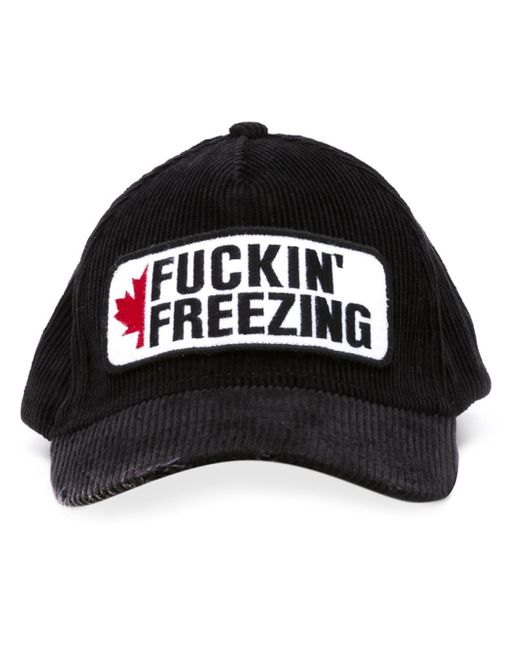 DSquared² Black Fuckin' Freezing Patch Cap for men