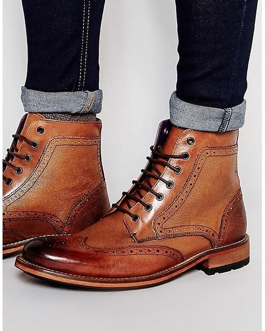 Ted Baker Sealls Brogue Boots - Brown for Men | Lyst