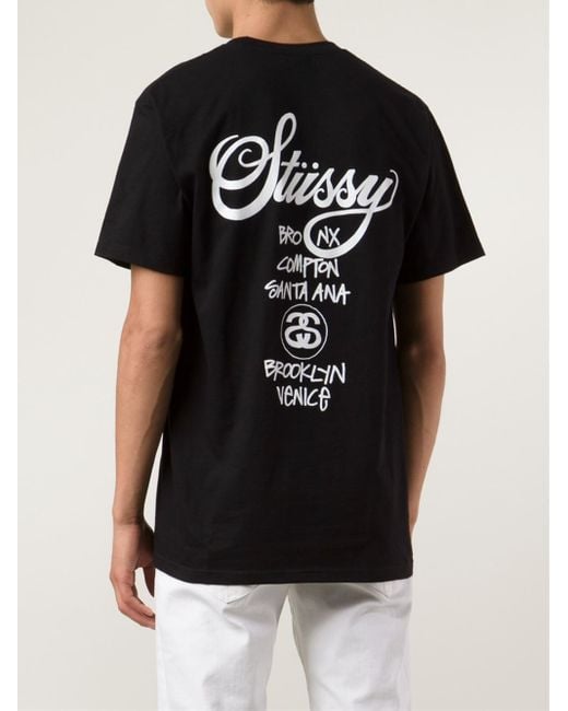 Stussy 'World Tour' T-Shirt in Black for Men | Lyst