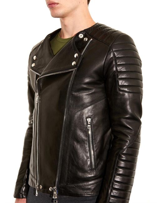 Balmain Leather Biker Jacket in Black for Men | Lyst