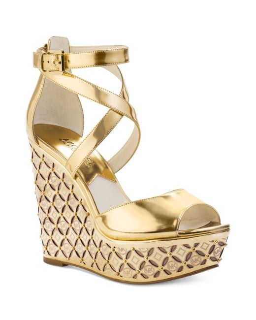 Michael Kors Metallic Michael Gabriella Platform Wedges