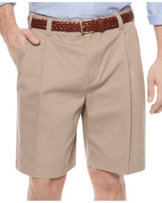 Geoffrey Beene Natural Extender Waist Double Pleat Shorts for men