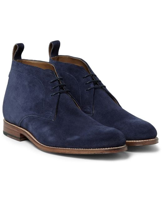 GRENSON Blue Marcus Suede Chukka Boots for men