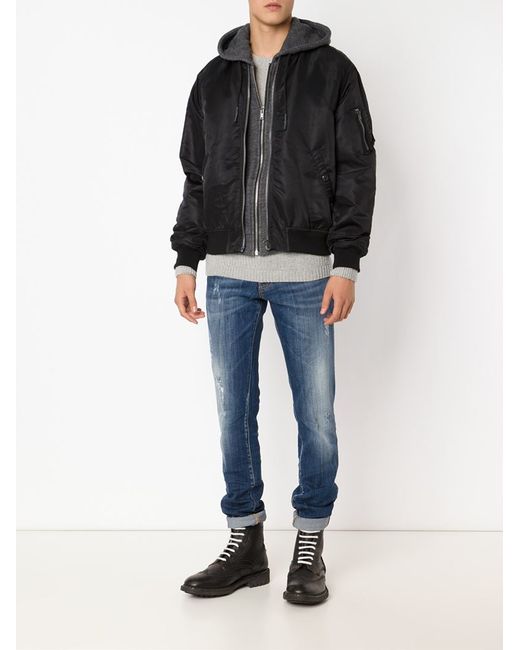 R13 Built-In Hoodie Bomber Jacket in 