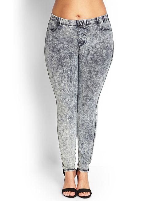 Forever 21 Plus Size Acid Wash Jeggings 