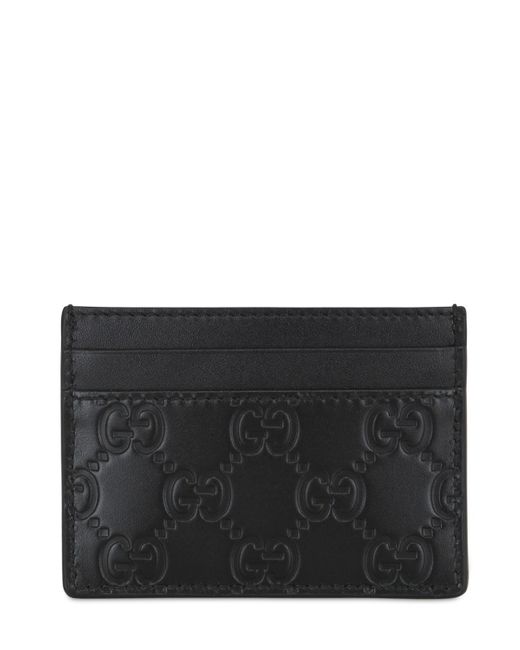 Gucci Black Gg Embossed Leather Card Holder