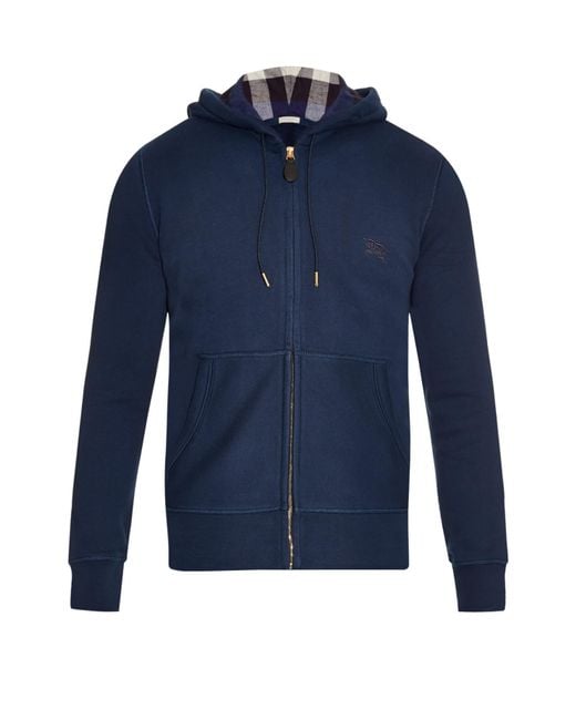 Burberry Brit Pearce Hooded Zip Up Jersey Sweatshirt in Blue for