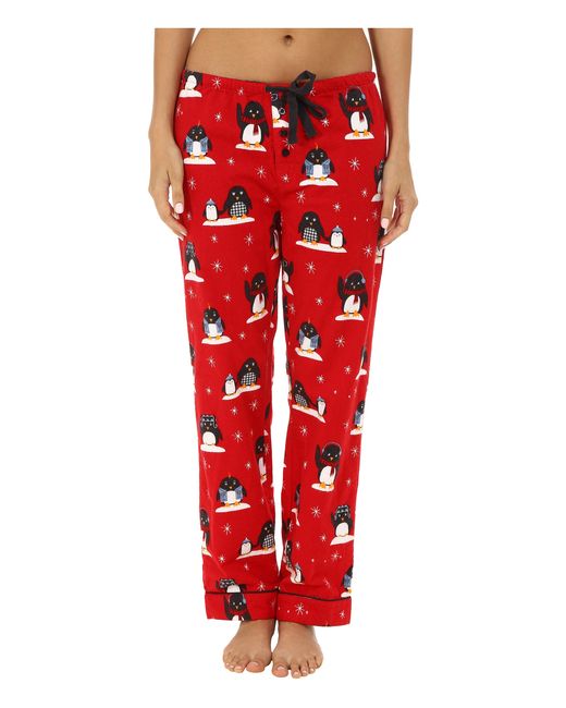 Flannel Penguin Print Pajama Set 