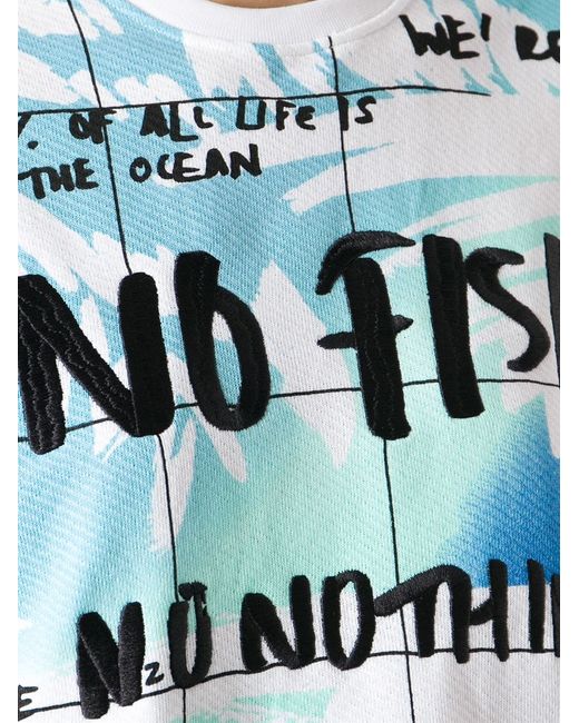 KENZO 'No Fish No Nothing' T-Shirt in Blue | Lyst