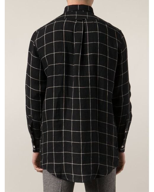 AMI Black Windowpane Check Shirt for men