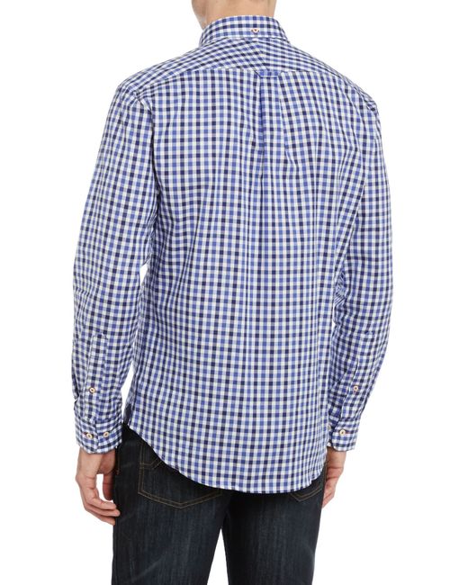 Tm lewin Oxford Check Slim Fit Long Sleeve Shirt in Blue for Men | Lyst