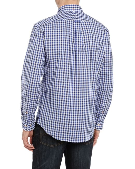 Tm lewin Oxford Check Slim Fit Long Sleeve Shirt in Blue for Men Lyst