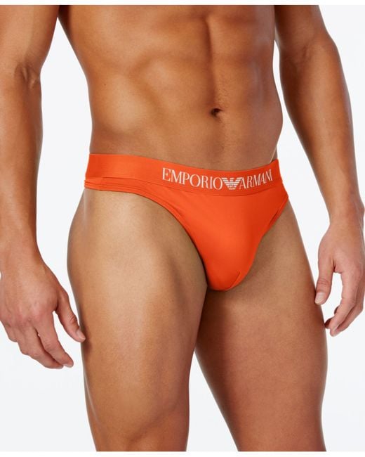 Emporio Armani Men's Microfiber Thong in Orange for Men