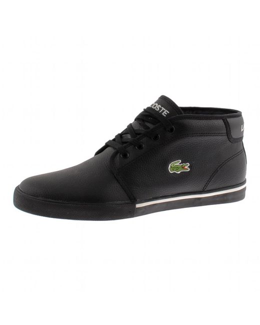 Mens black lacoste trainers sale on sale