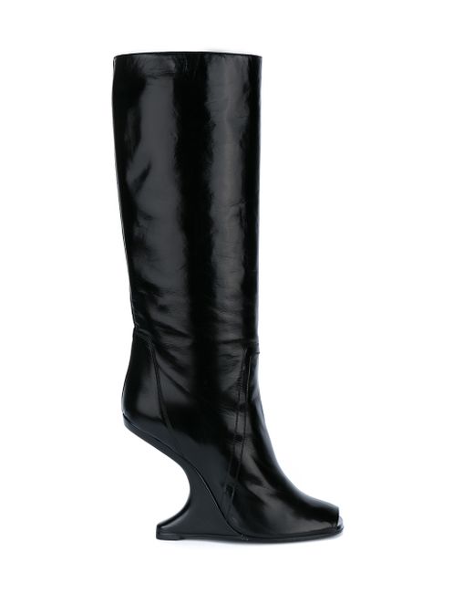 Rick Owens Black Cyclops Cantilevered Leather Boots