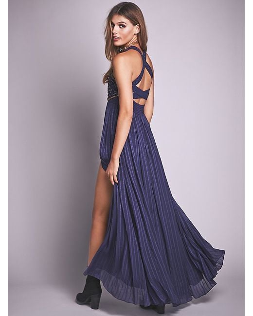 Free People Golden Dawn Embellished Maxi Dress in Blue | Lyst