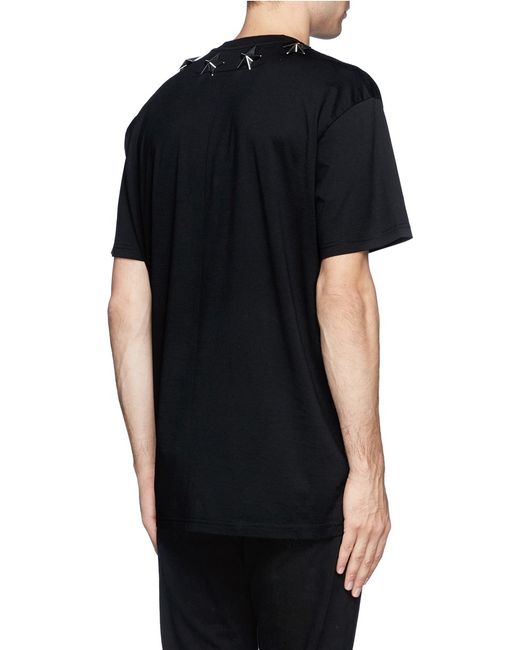 Givenchy Black Rottweiler Print Star Stud T-shirt for men