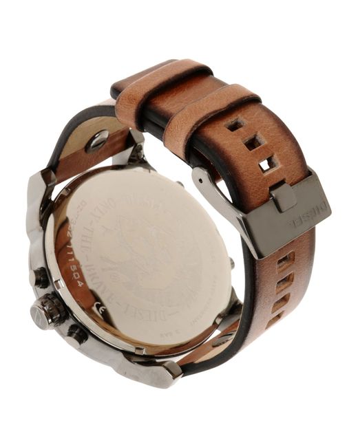 Diesel Unisex Chronograph Overflow Tan Leather Strap Watch 54x49mm Dz4317 in Brown for Men