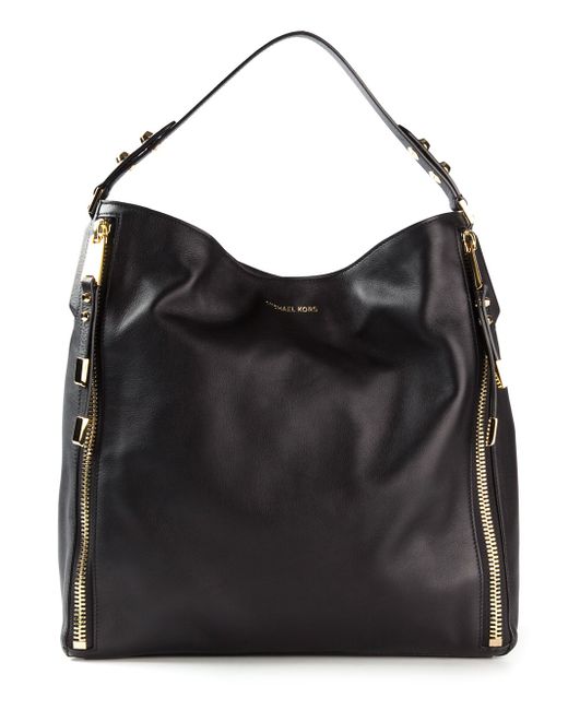 Michael Kors Black Large Miranda Zipper Shoulder Bag
