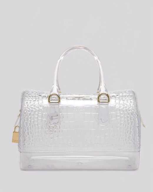 Furla Multicolor Satchel Candy Clear Croc Embossed
