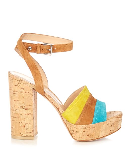 Gianvito rossi Blockheel Cork Sandals in Multicolor Lyst