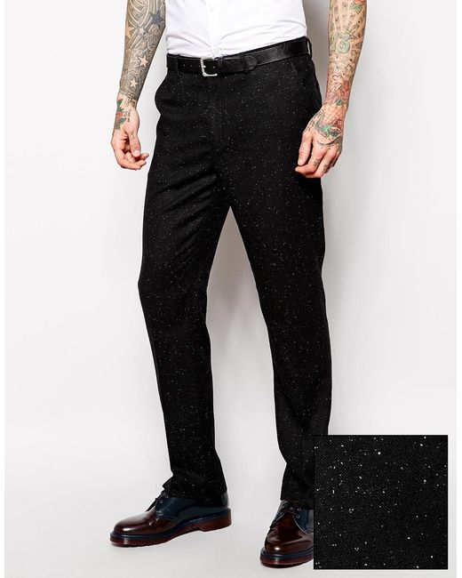 ASOS Black Slim Fit Suit Pants In Fleck for men