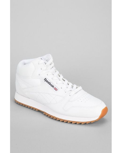 Reebok White Classic Leather Midtop Sneaker for men